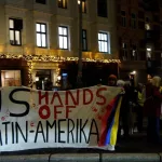Protests ahead of Nobel Peace Prize award, December 9, 2025. Photo: Matias Smith.