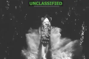 A small boat struck by the US military on December 4 in the eastern Caribbean. PhotoX/@Southcom.