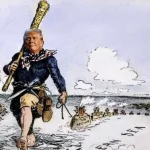 Photo composition of a political cartoon that superimposes Donald Trump's face onto a historical caricature of Theodore Roosevelt and the "Big Stick" foreign policy. Photo: YouTube/@@wgowshipping.
