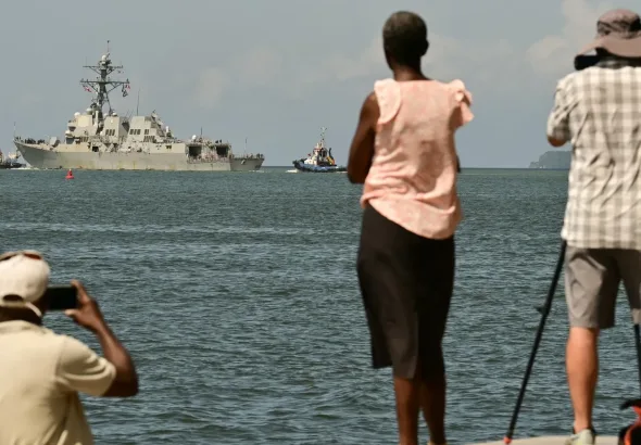 USS Gravely, a US Navy warship, docked in Trinidad and Tobago for four days in October, within striking distance of Venezuela. Photo: Martin Bernetti/AFP/file photo.