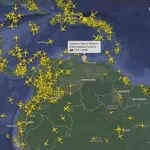 Flightradar24 live map of the Caribbean Basin and part of South America showing the reduction of flights over Venezuelan territory. Photo: 13WMAZ.