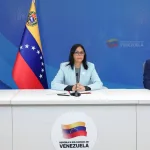 Venezuelan Vice President Delcy Rodríguez issuing a statement about the theft of CITGO by the US government. Caracas, Dec. 2, 2025. Photo: Venezuelan Presidential Press.