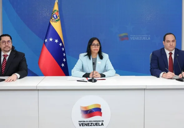 Venezuelan Vice President Delcy Rodríguez issuing a statement about the theft of CITGO by the US government. Caracas, Dec. 2, 2025. Photo: Venezuelan Presidential Press.