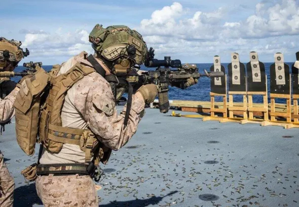 US marines practise shooting at targets. Photo: X/@iimefmarines.