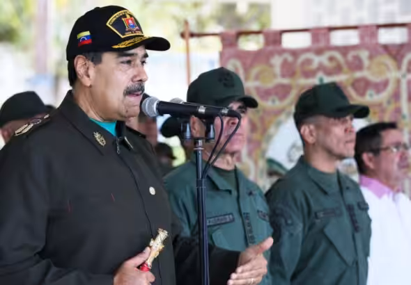 Venezuelan President Nicolas Maduro during the end-of-year message to the army in Caracas on Sunday, December 28, 2025. Photo: Venezuelan Presidential Press.