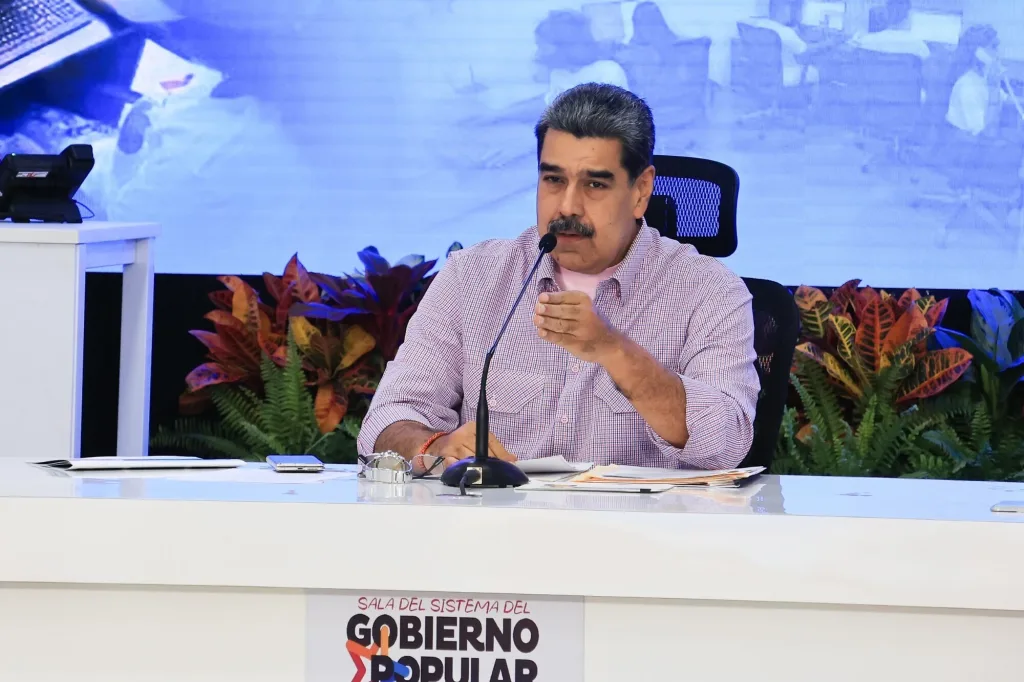 Venezuelan President Nicolas Maduro during a televised meeting on Monday, Dec. 8, 2025. Photo: Venezuelan Presidential Press.