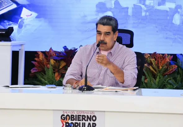 Venezuelan President Nicolas Maduro during a televised meeting on Monday, Dec. 8, 2025. Photo: Venezuelan Presidential Press.