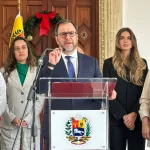 Venezuelan Foreign Minister Yvan Gil giving statements to the press in Caracas on Monday, Dec. 22, 2025. Photo: Venezuelan Foreign Ministry.