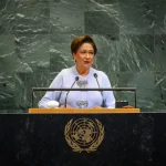 Kamla Persad-Bissessar, Prime Minister of the Republic of Trinidad and Tobago, addresses the general debate of the General Assembly’s 80th session on Sept. 26, 2025. Photo: Loey Felipe/UN Photo.