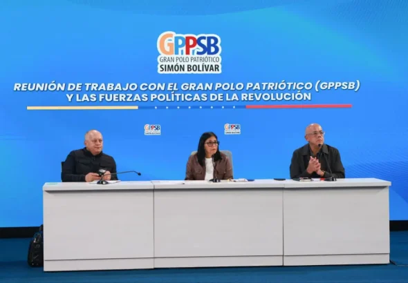 Delcy Rodríguez addresses the Great Patriotic Pole Simón Bolivar. Photo: Venezuela's Presidential Press.