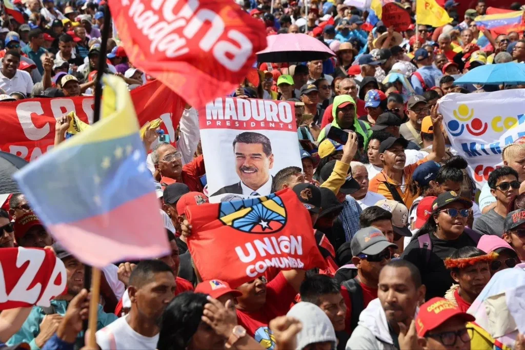 Caracas, January 7, 2026: Demonstrators demand that their president, Nicolás Maduro, be liberated by the US. President Maduro was abducted in the morning of January 3, 2026. Photo: Thierry Derrone.