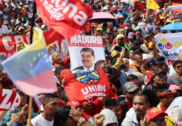 Caracas, January 7, 2026: Demonstrators demand that their president, Nicolás Maduro, be liberated by the US. President Maduro was abducted in the morning of January 3, 2026. Photo: Thierry Derrone.