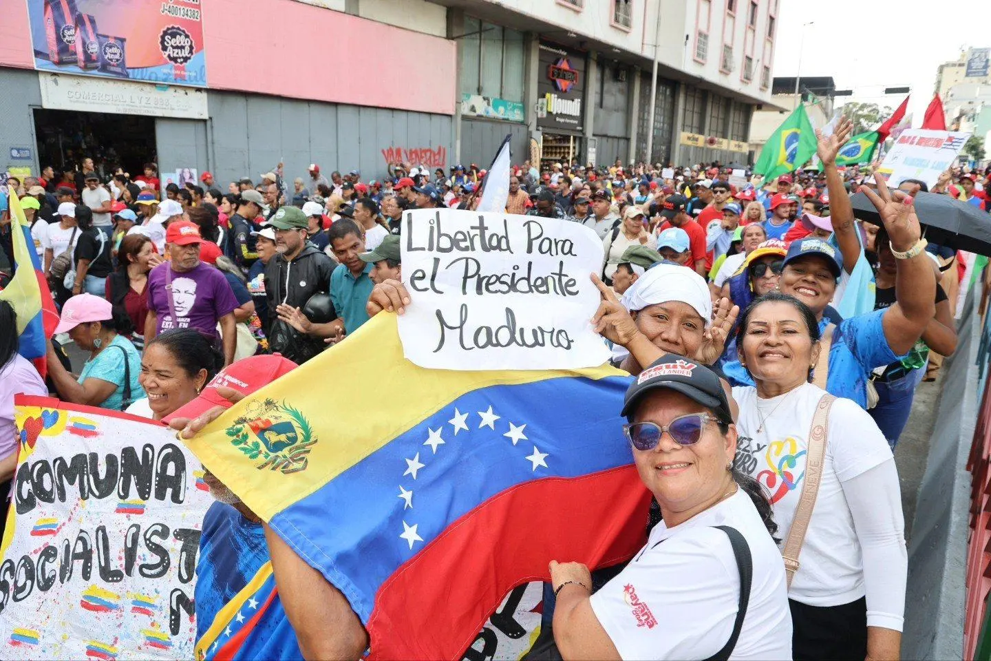 Caracas, January 7, 2026: Demonstrators demand that their president, Nicolás Maduro, be liberated by the US. President Maduro was abducted in the morning of January 3, 2026. Photo: Thierry Derrone.