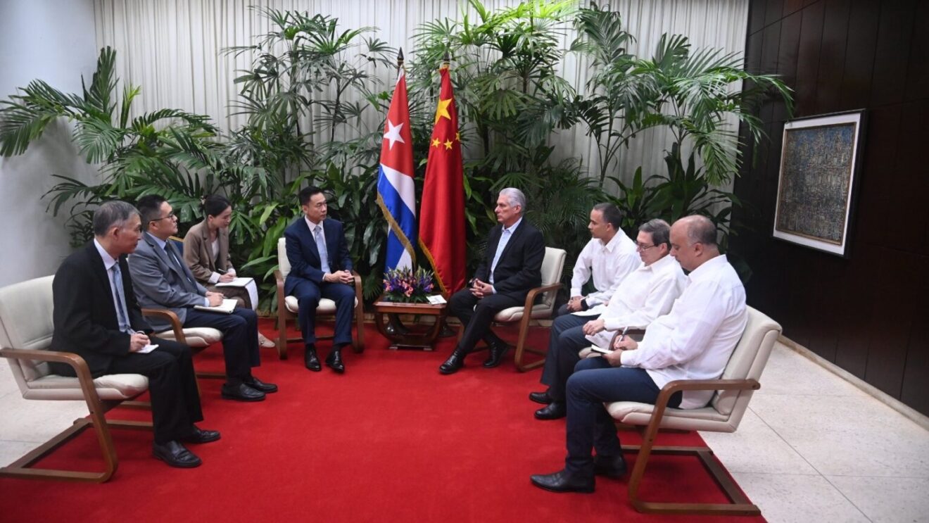 Photo of a meeting between Cuban President Miguel Díaz-Canel and Chinese Ambassador Hua Xin, posted to social media January 21, 2026. Photo: X/@DiazCanelB.
