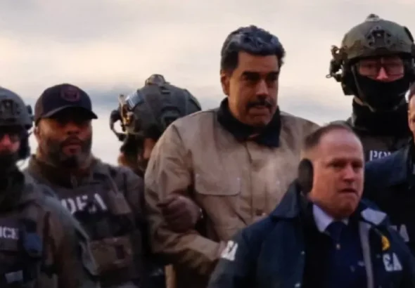 Venezuelan President Nicolás Maduro and his wife, Cilia Flores, escorted by DEA agents upon their arrival in New York. Photo: XNY/Star Max via Getty Images.