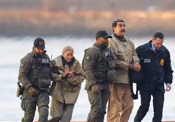 Venezuelan President Nicolás Maduro and his wife, Cilia Flores, escorted by DEA agents upon their arrival in New York. Photo: XNY/Star Max via Getty Images.