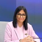 Venezuelan Acting President Delcy Rodríguez during a consultation of the reform of the Hydrocarbons Law in the PDVSA headquarters in Caracas on Monday, January 26, 2026. Photo: Radio Miraflores. 