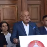 Venezuelan National Assembly President Jorge Rodríguez announces at a press conference the decision to release several national and foreign prisoners, January 8, 2025. Photo: Facebook/National Assembly of Venezuela.