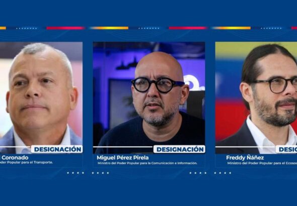 Portraits of the ministers recently appointed by Venezuelan Acting President Delcy Rodríguez. Photo: Radio América.