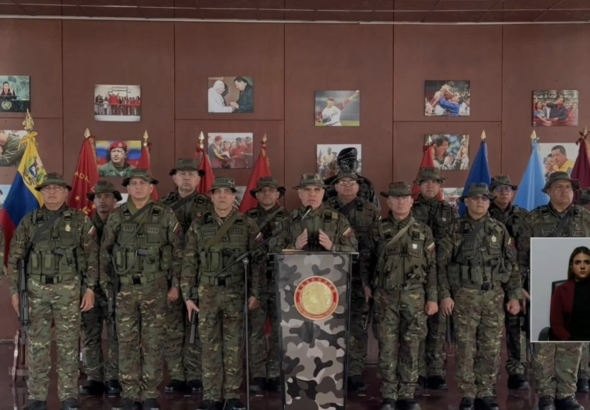 The Bolivarian National Armed Force addressing the abduction of President Nicolás Maduro and First Lady Cilia Flores on Sunday, January 4. File Photo.