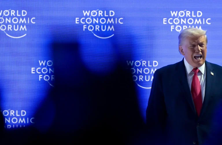 US President Donald Trump walks on to the stage during the 56th annual meeting of the World Economic Forum, WEF, in Davos, Switzerland, Wednesday, January 21, 2026. Photo: Gian Ehrenzeller/Keystone via AP.
