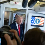 US President Donald Trump speaks to the press at the Andrews Joint Base. Photo: Joyce Boghosian/White House/Zuma Press.