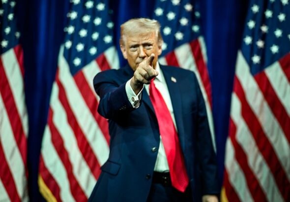 US President Donald Trump gestures to the crowd after delivering remarks at the House Republican Member Retreat, January 6, 2026, at the Donald J. Trump - John F. Kennedy Center for the Performing Arts in Washington, D.C. Photo: White House/Daniel Torok.