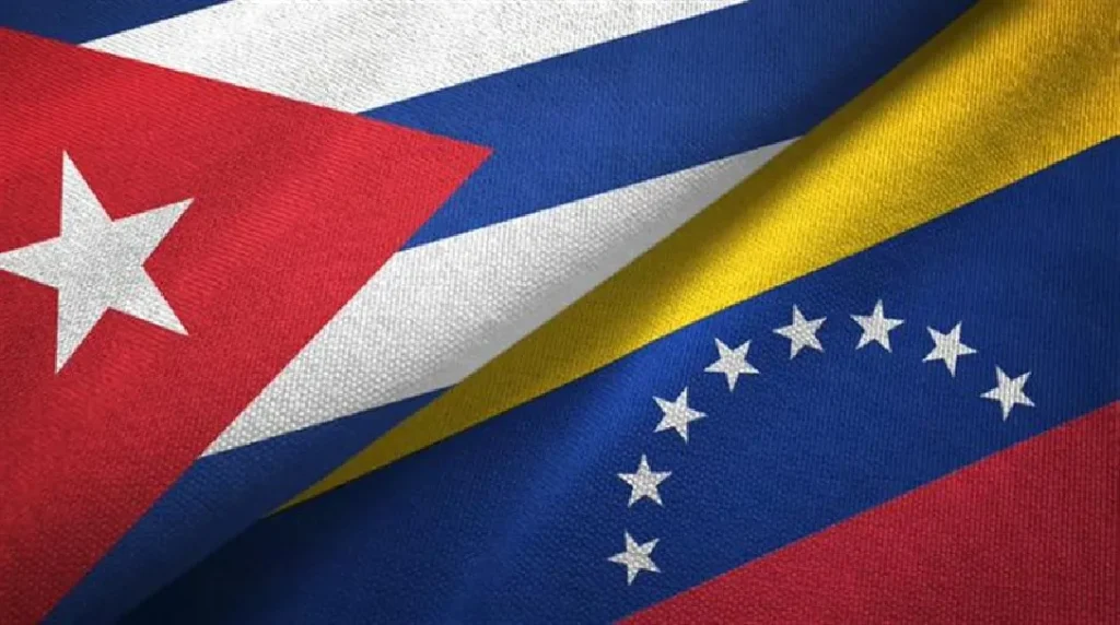 Flags of Venezuela and Cuba superposed. File photo.
