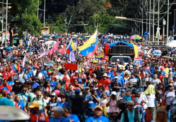 The mobilization of the working class demanding the release of the presidential couple. Photos: VTV Multimedia and Mppci.