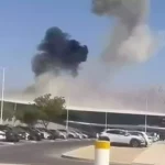 Screen grab from a video published on September 7, 2025, showing the immediate aftermath of a Yemeni drone strike on the Eilat airport in the Occupied Territories. Photo: PressTV.