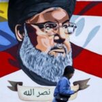 Venezuelan mural showing Sayyed Hassan Nasrallah, the Secretary-General of Hezbollah from 1992 to 2024. Photo: AP.