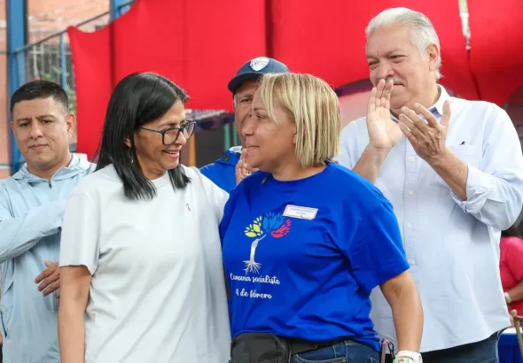 Venezuelan Acting President Delcy Rodríguez at a meeting with communes in Caracas, January 10, 2026. Photo: Venezuelan Presidential Press.