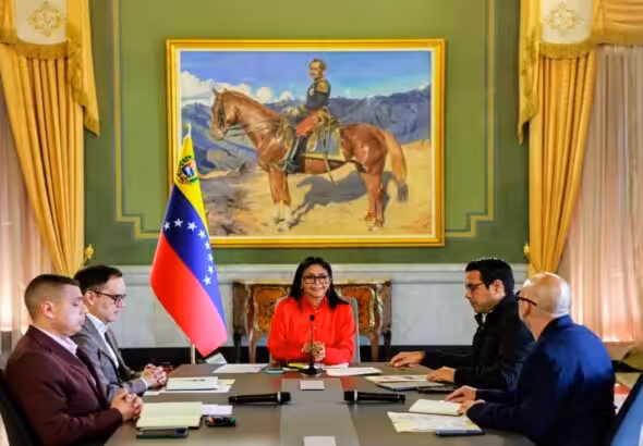 Delcy Rodríguez presided over the meeting of the Mining and Basic Industries Sector, announcing plans for steel production, bauxite, and housing. Photo: Venezuelan Presidential Press.