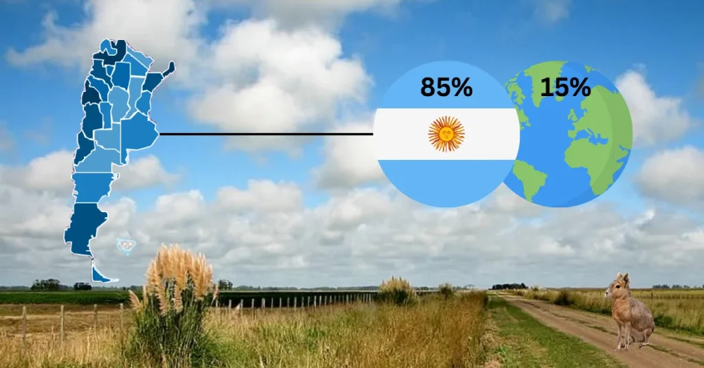 The image illustrates the proportion of foreign land ownership in Argentina before the repeal of the "Ley de Tierras" (Land Law) in December 2023. Photo: BowTiedMara/file photo.