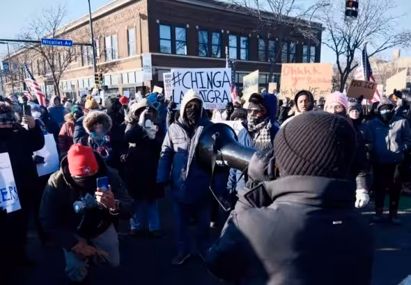 Thousands gather at the site of Alex Pretti's killing to demand ICE out. Photo: Gary Inman