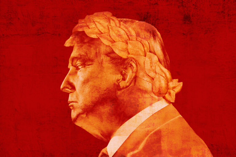 Graphic illustration comparing Donald Trump to Julius Caesar. Photo: Getty/iStock via Politico.