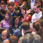 Venezuelan Acting President Delcy Rodríguez surrounded by Chavista youth supporters during an event in the Teresa Carreño Theater in Caracas on Thursday, February 26, 2026. Photo: Venezuelan Presidential Press.
