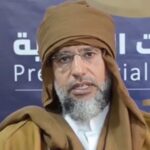 Saif al-Islam Gaddafi, son of Muammar Gaddafi, in 2021. Photo: AL24news YouTube/Cephas.