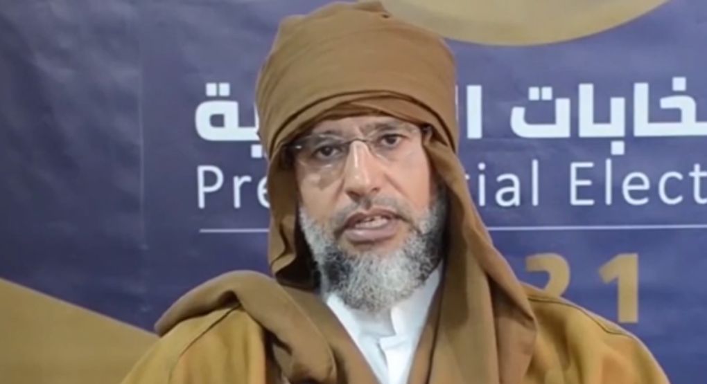 Saif al-Islam Gaddafi, son of Muammar Gaddafi, in 2021. Photo: AL24news YouTube/Cephas.