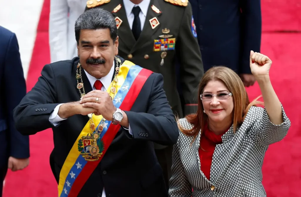President Maduro with his wife, Cilia Flores, photographed in 2018. Photo: AP/Ariana Cubillos.