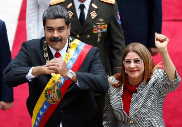 President Maduro with his wife, Cilia Flores, photographed in 2018. Photo: AP/Ariana Cubillos.