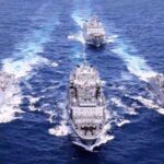 This file photo shows naval forces of Iran, Russia and China holding large-scale joint drills in the northern part of the Indian Ocean and the Sea of Oman on December 27-30, 2019. Photo: PressTV/File photo.