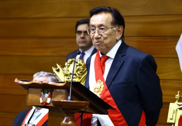 The Interim President of Peru, José María Balcázar, after being elected. Photo: Congress of Peru/EFE.