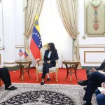 Venezuela's Acting President Delcy Rodriguez meets with US envoy Laura Dogu as the two countries gradually resume bilateral relations, at Miraflores Palace, in Caracas, Venezuela, February 2, 2026. Photo: Venezuelan Presidential Office/file photo.