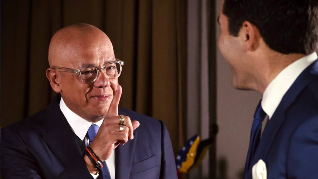 The president of Venezuela's National Assembly, Jorge Rodríguez, during an interview with NewsMax on February 9, 2026. Photo: Telegram/@jorgerodriguezpsuv.