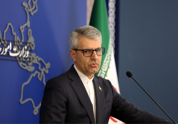 Iranian Foreign Ministry spokesperson Esmail Baghaei issues comments at his weekly press briefing. Photo: CGTN.