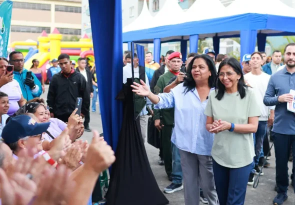 Venezuelan Acting President Delcy Rodríguez at an official event with communes in Miranda stare, February 7, 2026. Photo: Marcelo García/Radio Miraflores.