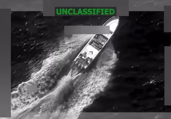 Still image of the small boat destroyed by the US SOUTHCOM in the Eastern Pacific on February 9, 2026. Photo: X/@Southcom/screenshot.