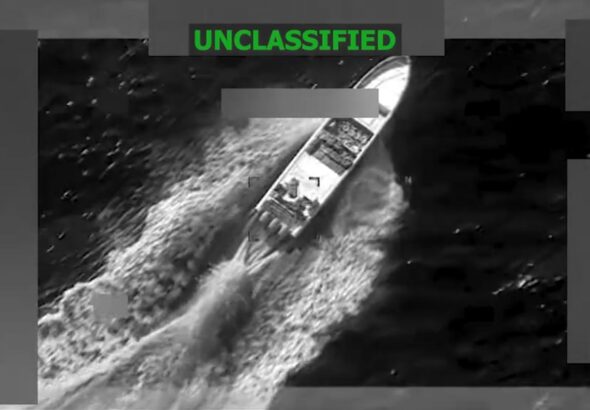 Still image of the small boat destroyed by the US SOUTHCOM in the Eastern Pacific on February 9, 2026. Photo: X/@Southcom/screenshot.