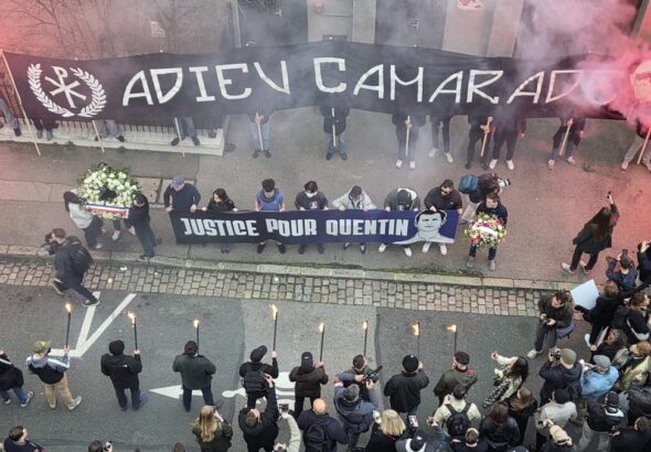 Far-right march for killed neo-Nazi Quentin Deranque in Lyon. Photo: JusticePQuentin/X.